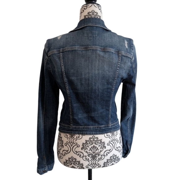 Guess Jean Jacket Vintage Y2K Mid Blue Distressed Flap Pockets Women's Small - Picture 5 of 15